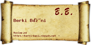 Berki Béni névjegykártya